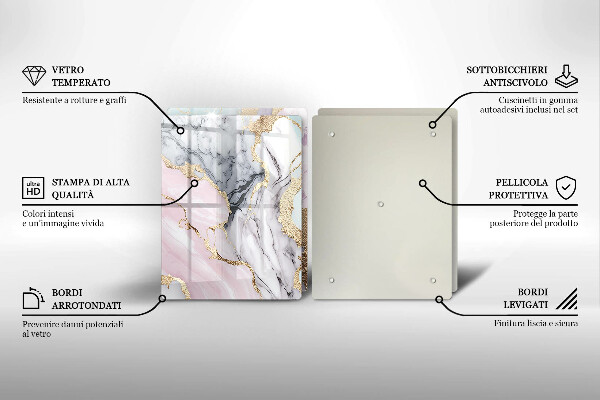 Tocător de bucătărie Marmură pastel