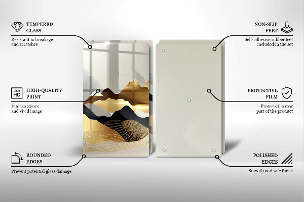 Tocător de bucătărie Munți de aur abstracti