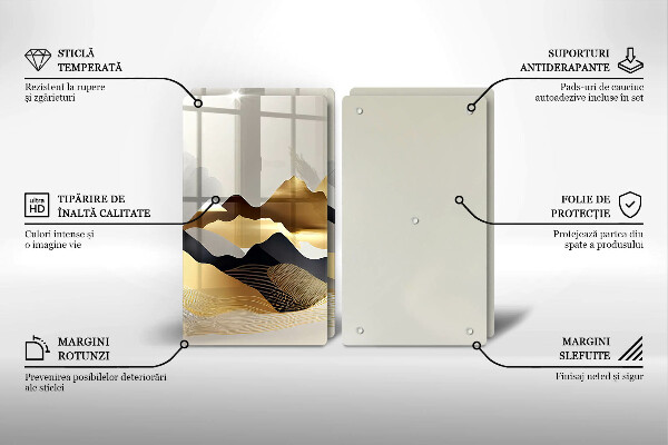 Tocător de bucătărie Munți de aur abstracti