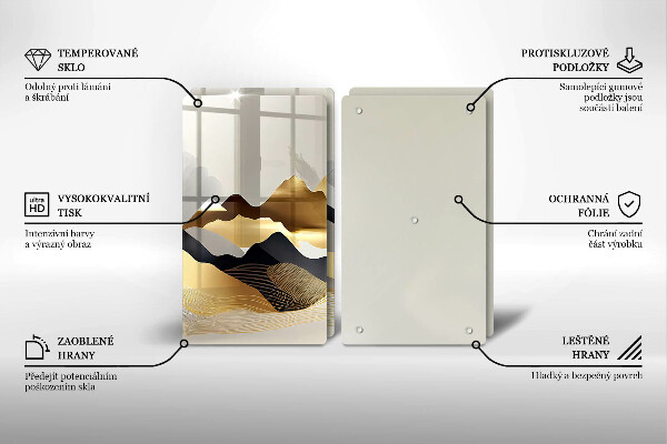 Tocător de bucătărie Munți de aur abstracti