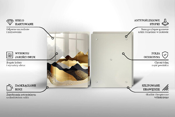 Tocător de bucătărie Munți de aur abstracti