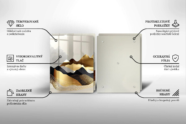 Tocător de bucătărie Munți de aur abstracti