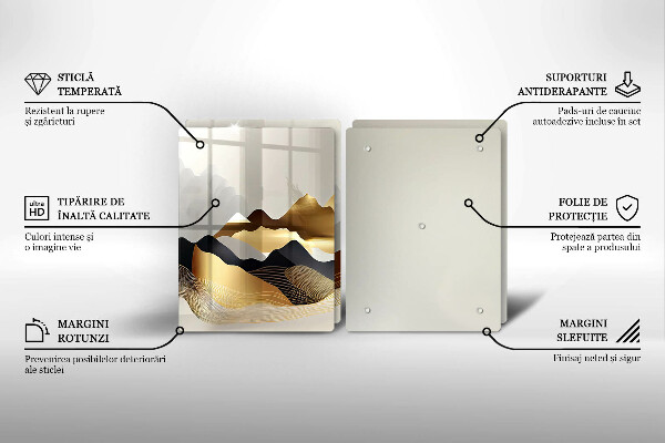 Tocător de bucătărie Munți de aur abstracti