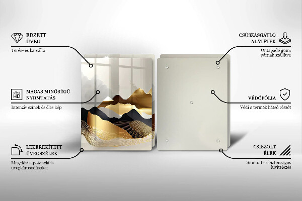 Tocător de bucătărie Munți de aur abstracti