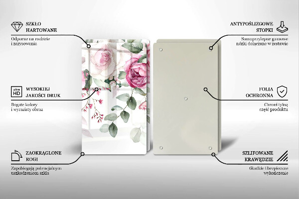 Tocător de bucătărie Trandafiri acuarela