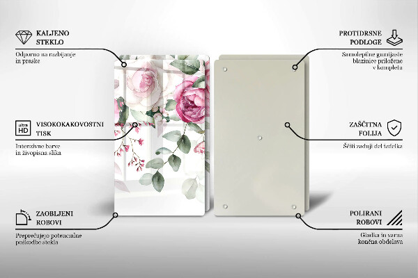 Tocător de bucătărie Trandafiri acuarela