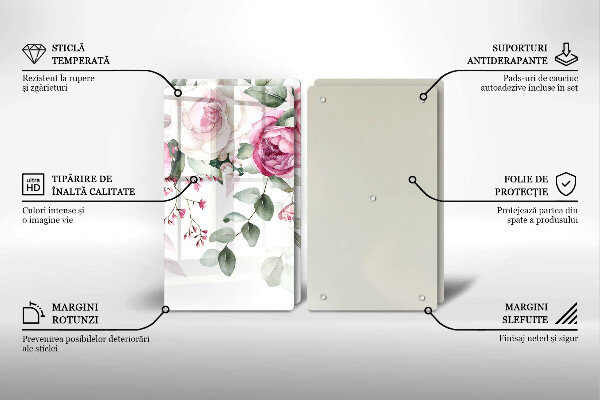 Tocător de bucătărie Trandafiri acuarela