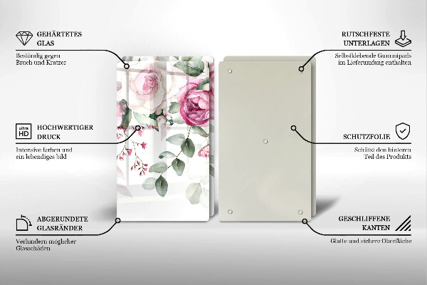 Tocător de bucătărie Trandafiri acuarela