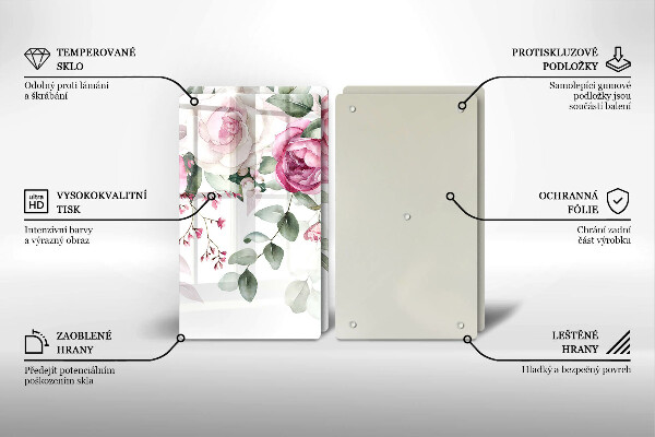 Tocător de bucătărie Trandafiri acuarela