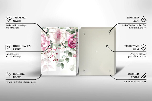 Tocător de bucătărie Trandafiri acuarela
