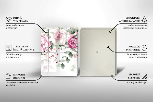 Tocător de bucătărie Trandafiri acuarela