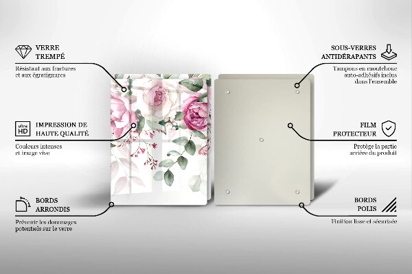 Tocător de bucătărie Trandafiri acuarela