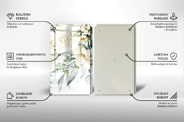 Tocător de bucătărie Acuarelă flori