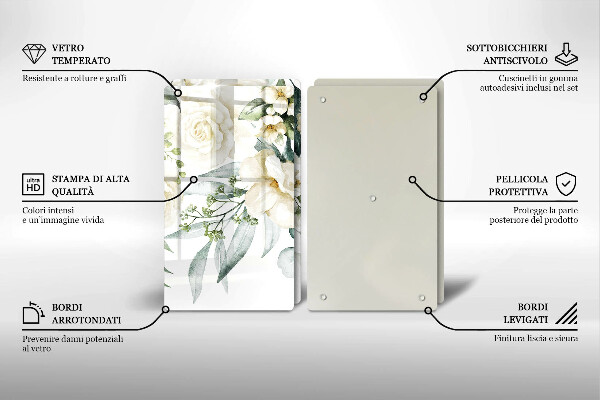 Tocător de bucătărie Acuarelă flori