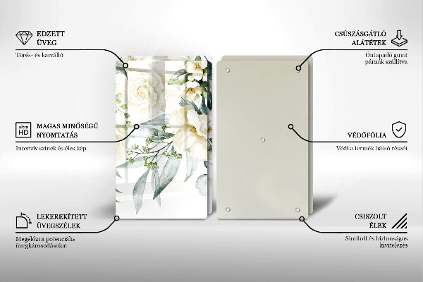 Tocător de bucătărie Acuarelă flori