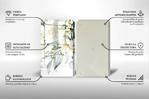 Tocător de bucătărie Acuarelă flori