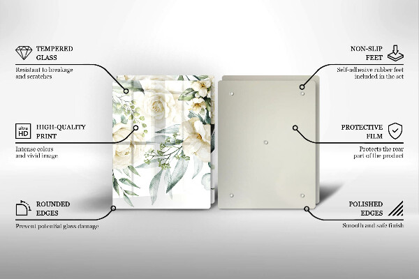 Tocător de bucătărie Acuarelă flori