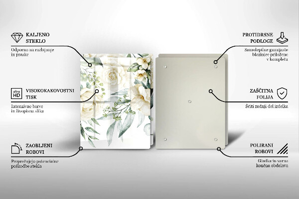 Tocător de bucătărie Acuarelă flori