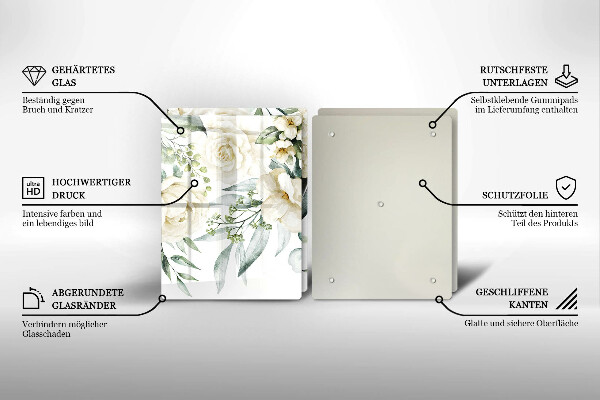 Tocător de bucătărie Acuarelă flori