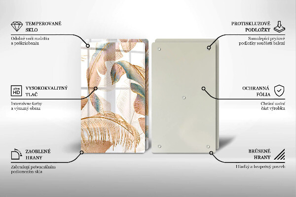 Tocător de bucătărie Pene și frunze Boho