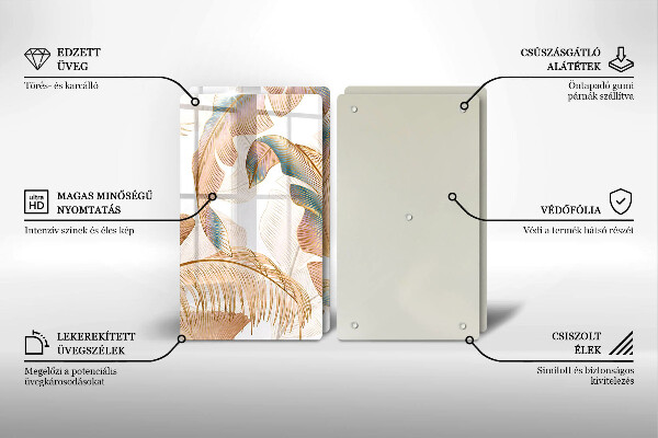 Tocător de bucătărie Pene și frunze Boho