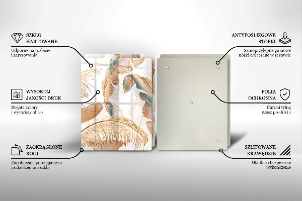 Tocător de bucătărie Pene și frunze Boho