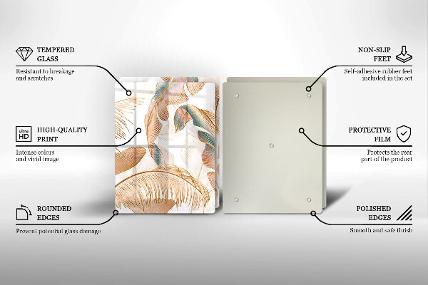 Tocător de bucătărie Pene și frunze Boho