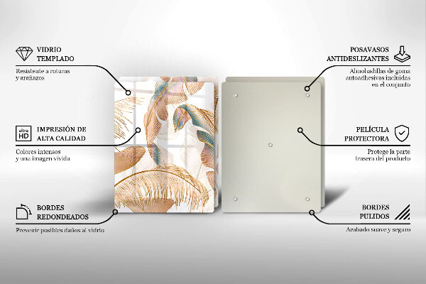 Tocător de bucătărie Pene și frunze Boho