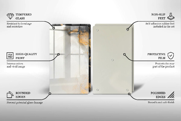 Tocător de bucătărie Abstracție cu aur