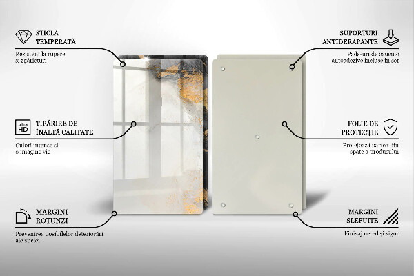 Tocător de bucătărie Abstracție cu aur