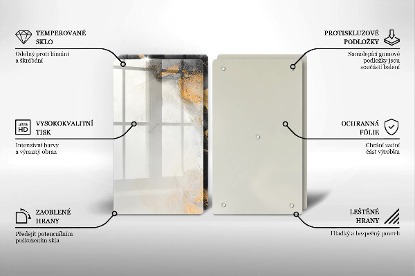 Tocător de bucătărie Abstracție cu aur