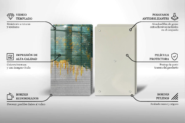Tocător de bucătărie Abstracție cu aur
