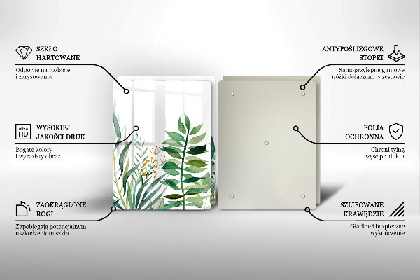 Tocător de bucătărie Ilustrație cu frunze de plante