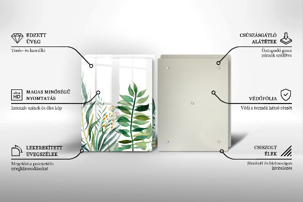 Tocător de bucătărie Ilustrație cu frunze de plante