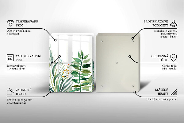 Tocător de bucătărie Ilustrație cu frunze de plante