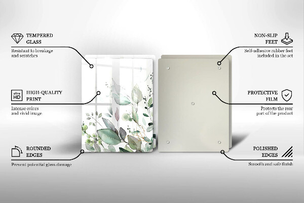 Tocător de bucătărie Plante acuarela