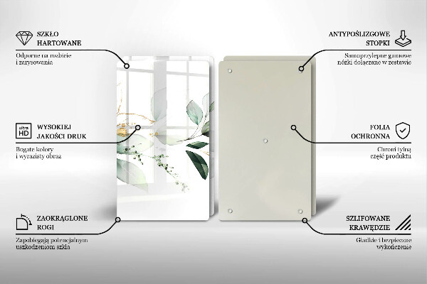 Tocător de bucătărie Acuarelă frunze