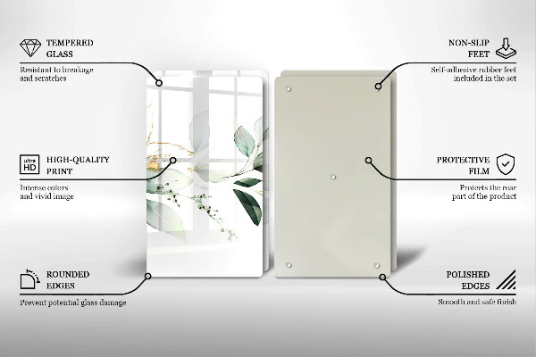 Tocător de bucătărie Acuarelă frunze