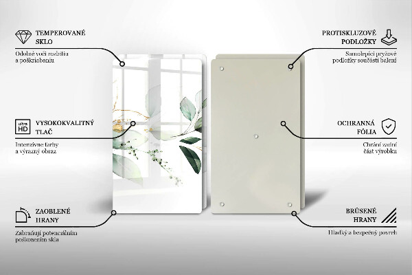 Tocător de bucătărie Acuarelă frunze