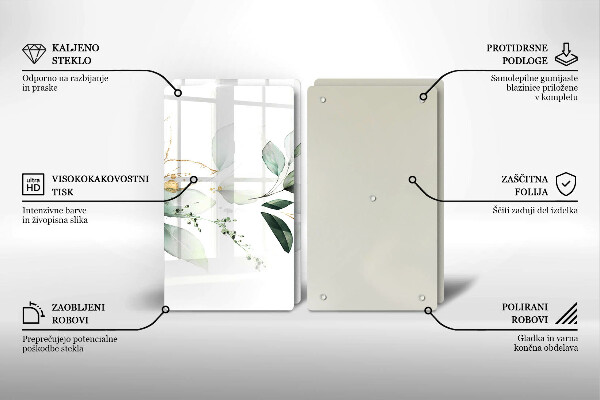 Tocător de bucătărie Acuarelă frunze