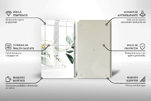 Tocător de bucătărie Acuarelă frunze