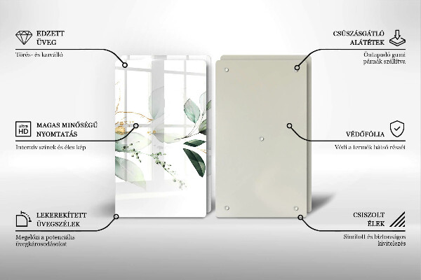 Tocător de bucătărie Acuarelă frunze