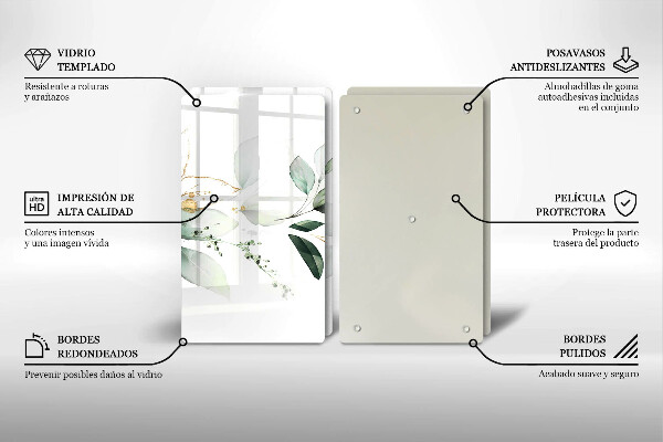 Tocător de bucătărie Acuarelă frunze