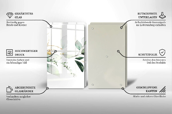 Tocător de bucătărie Acuarelă frunze