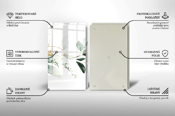 Tocător de bucătărie Acuarelă frunze