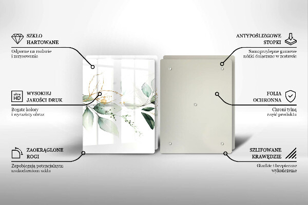 Tocător de bucătărie Acuarelă frunze