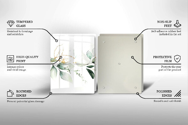 Tocător de bucătărie Acuarelă frunze