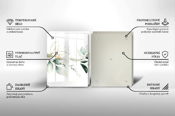 Tocător de bucătărie Acuarelă frunze