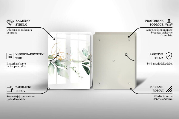 Tocător de bucătărie Acuarelă frunze