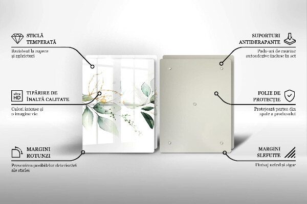 Tocător de bucătărie Acuarelă frunze